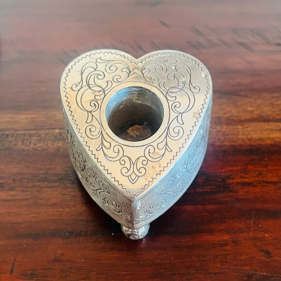 Brighton Silver Heart Shaped Candle Stick Holder Grandma 90s Cottagecore Rustic - Picture 13 of 13